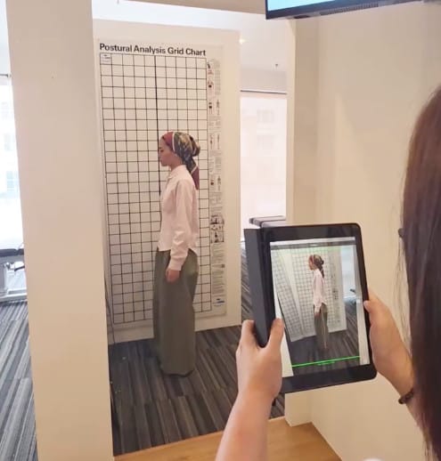 Posture analysis screening using a grid chart at Kirolounge Bugis